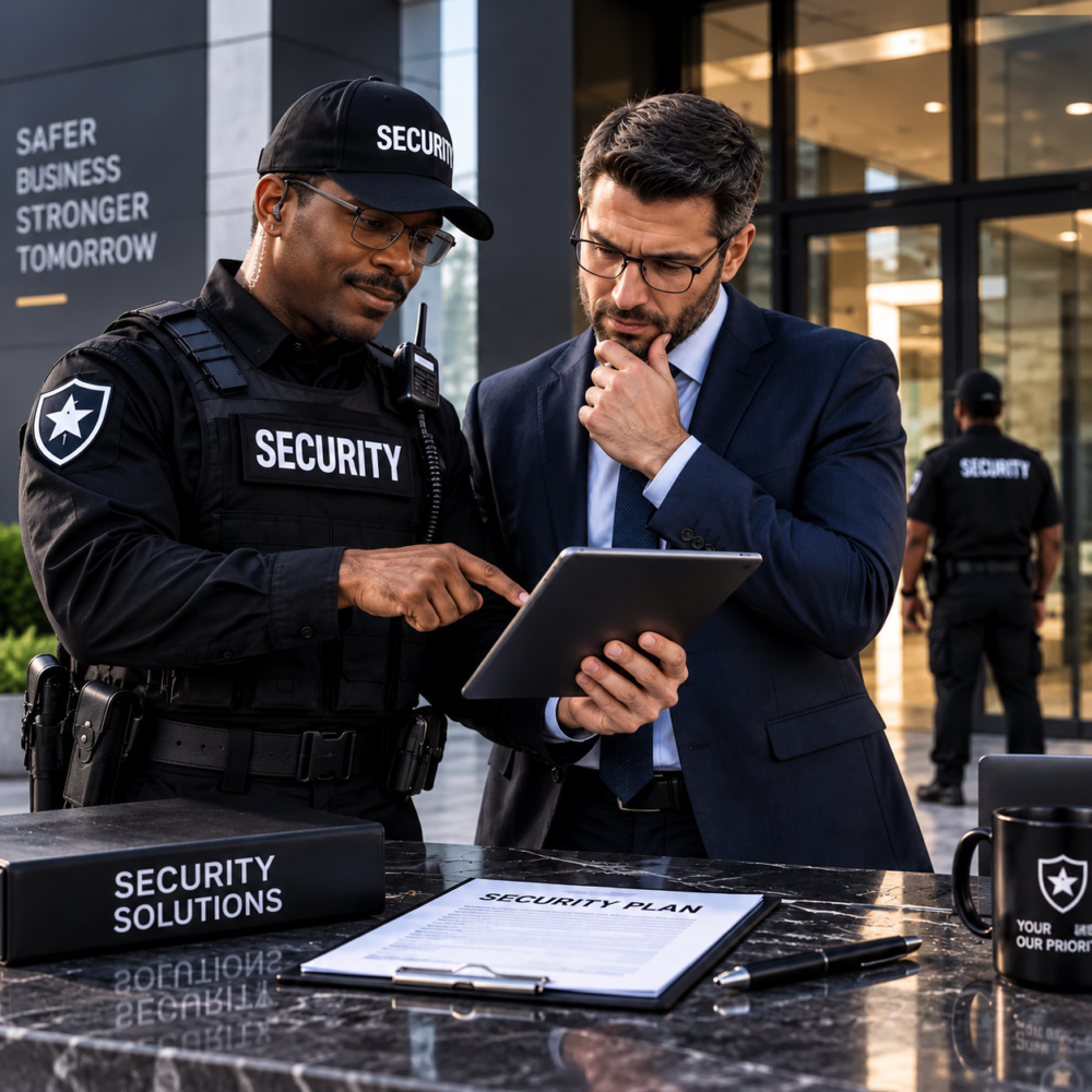 Collaborative Security Planning at Modern Office Entrance